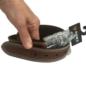 NEW HAWX Work Gear Mens Brown Classic Belt Size 34 Pewter Ton Buckle
